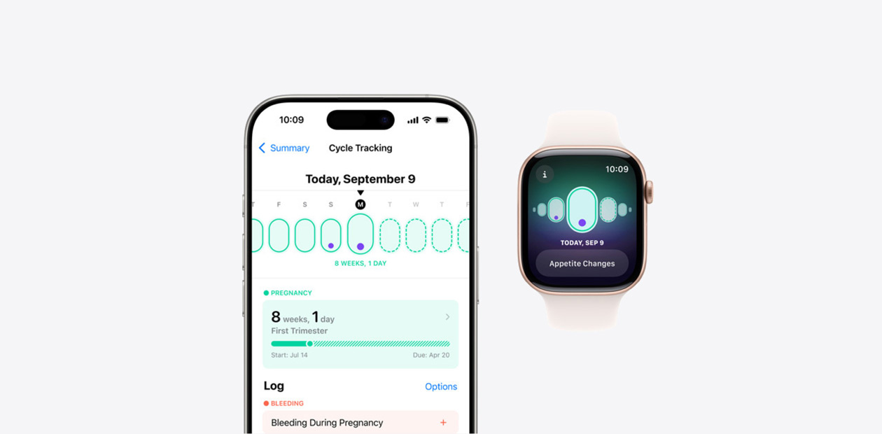 Suivi de cycle sur iPhone et Apple Watch.