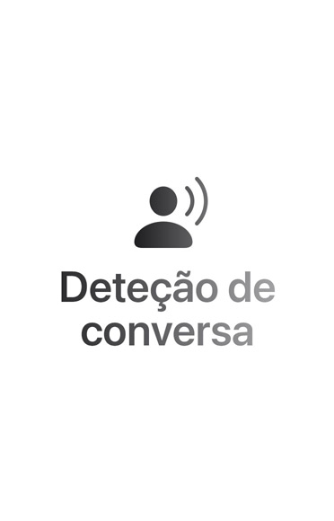 Ondas sonoras de ambiente representadas por arcos coloridos, na parte superior e inferior, com o seguinte texto no centro: Deteção de conversa