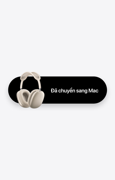 AirPods Max 2 in starlight color and words Moved to Mac, representing Automatic Switching